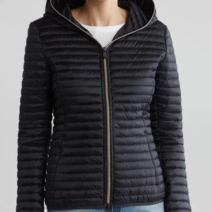 SAVE THE DUCK Alexa Water Resistant Hooded Puffer Jacket in Black